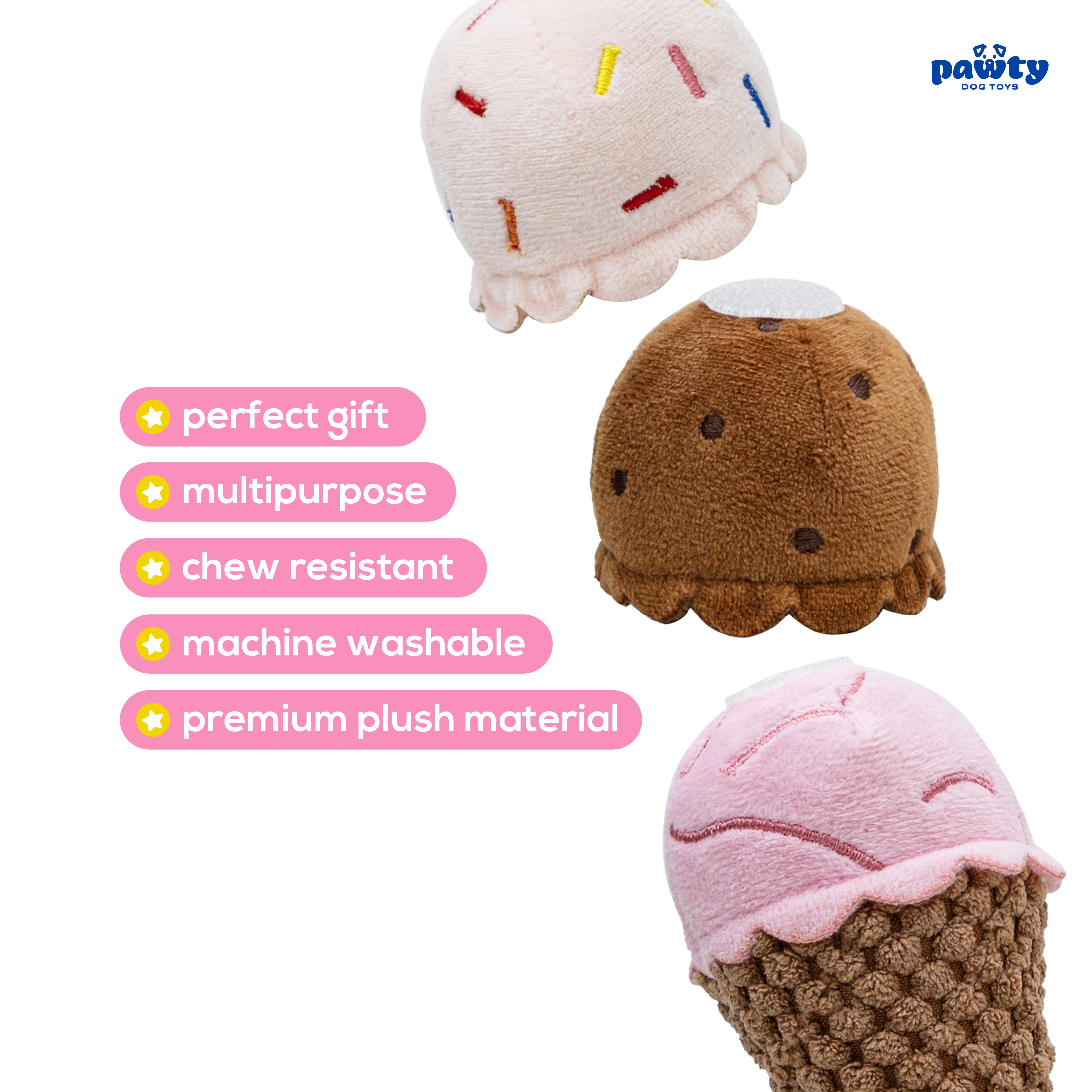 ICE CREAM PLUSH DOG TOY