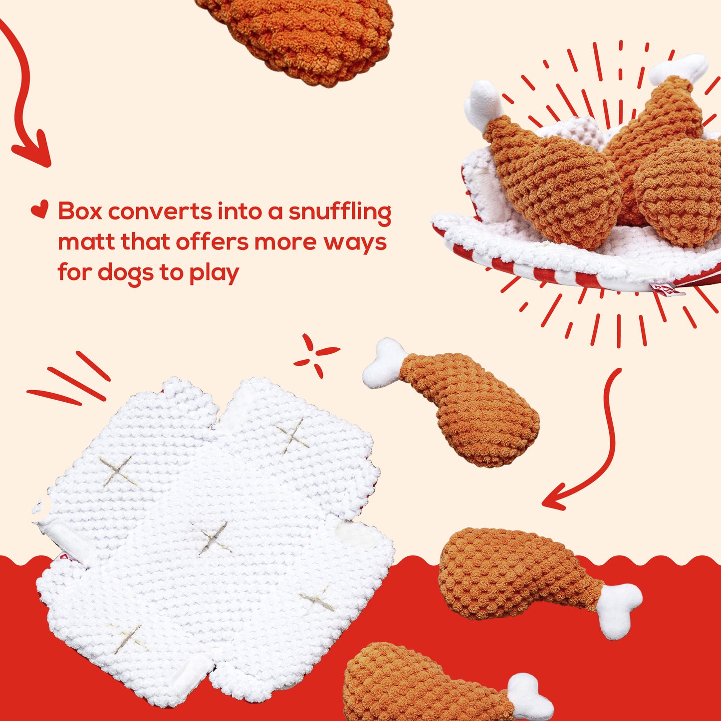 PAWTY FRIED CHICKEN INTERACTIVE SNUFFLE MAT DOG TOY